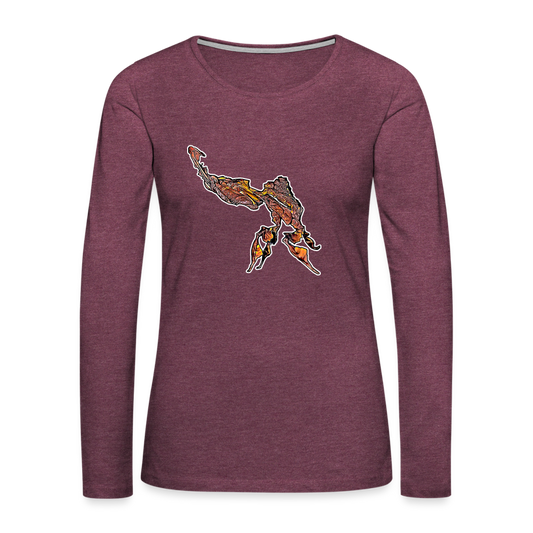 Frauen Longsleeve Phyllocrania paradoxa male - Bordeauxrot meliert