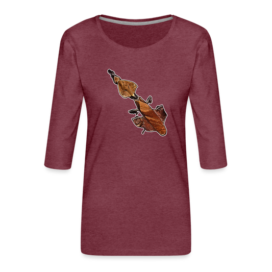 Frauen 3/4-Arm Shirt Phyllocrania paradoxa female - Bordeauxrot meliert