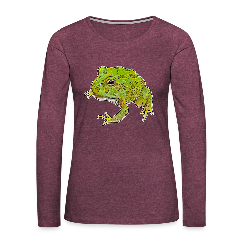 Frauen Longsleeve Ceratophrys cranwelli Peppermint Blue - Bordeauxrot meliert