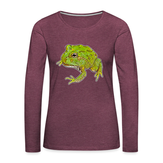 Frauen Longsleeve Ceratophrys cranwelli Peppermint Blue - Bordeauxrot meliert