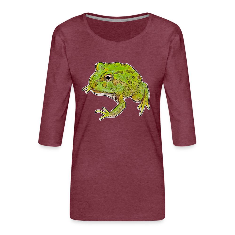 Frauen 3/4-Arm Shirt Ceratophrys cranwelli Peppermint Blue - Bordeauxrot meliert