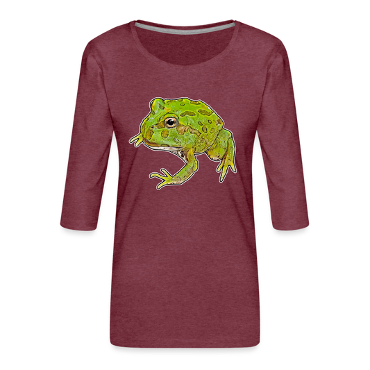 Frauen 3/4-Arm Shirt Ceratophrys cranwelli Peppermint Blue - Bordeauxrot meliert