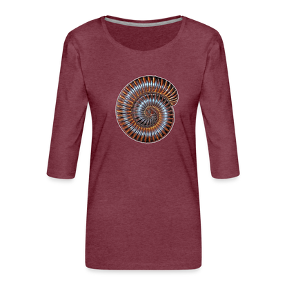 Frauen 3/4-Arm Shirt Archispirostreptus gigas - Bordeauxrot meliert