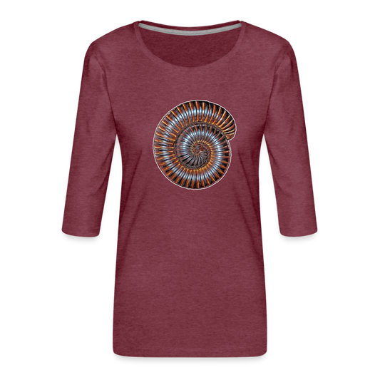 Frauen 3/4-Arm Shirt Archispirostreptus gigas - Bordeauxrot meliert