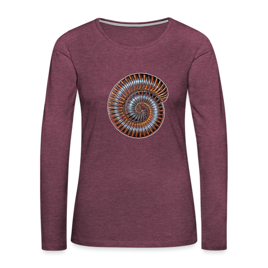 Frauen Longsleeve Archispirostreptus gigas - Bordeauxrot meliert