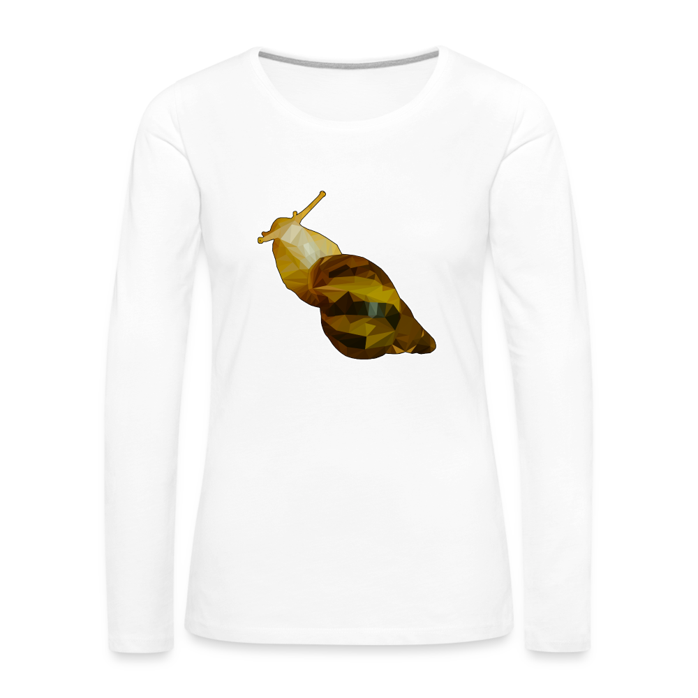 Frauen Longsleeve Achatina reticulata Low Poly - weiß
