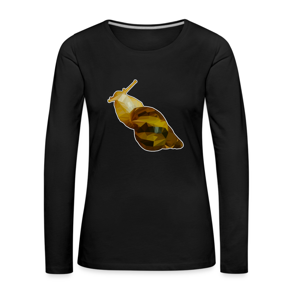 Frauen Longsleeve Achatina reticulata Low Poly - Schwarz