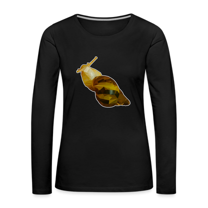 Frauen Longsleeve Achatina reticulata Low Poly - Schwarz
