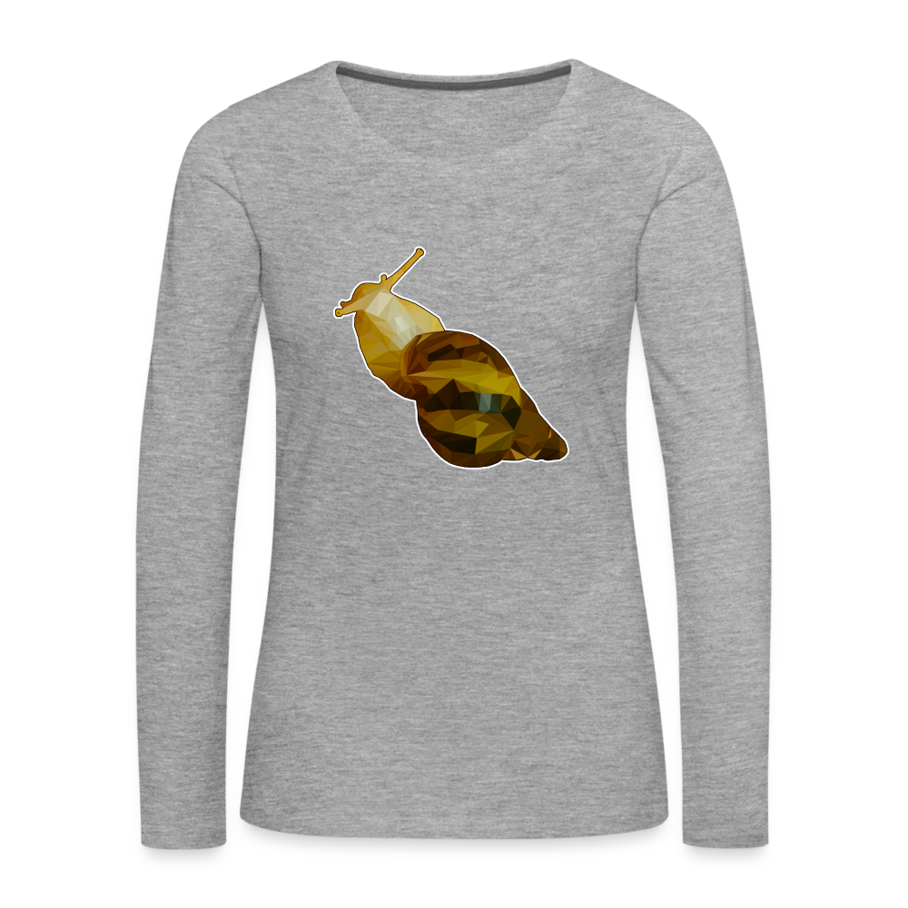 Frauen Longsleeve Achatina reticulata Low Poly - Grau meliert