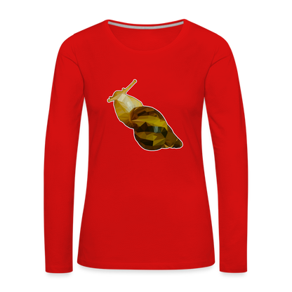 Frauen Longsleeve Achatina reticulata Low Poly - Rot