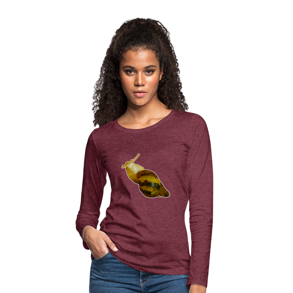 Frauen Longsleeve Achatina reticulata Low Poly - Bordeauxrot meliert