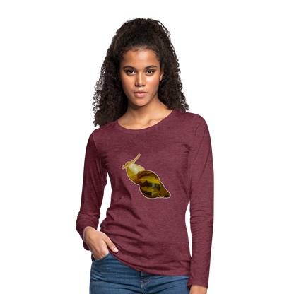 Frauen Longsleeve Achatina reticulata Low Poly - Bordeauxrot meliert