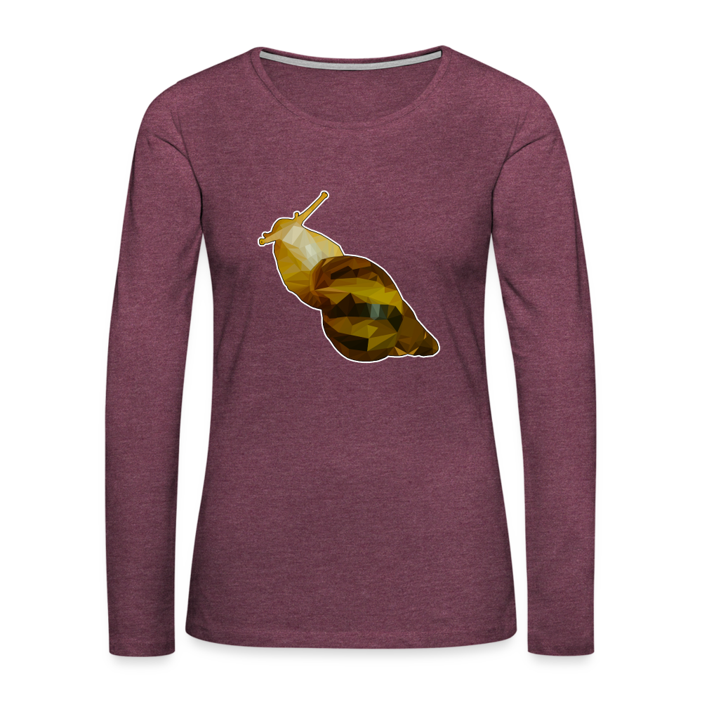 Frauen Longsleeve Achatina reticulata Low Poly - Bordeauxrot meliert