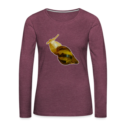 Frauen Longsleeve Achatina reticulata Low Poly - Bordeauxrot meliert