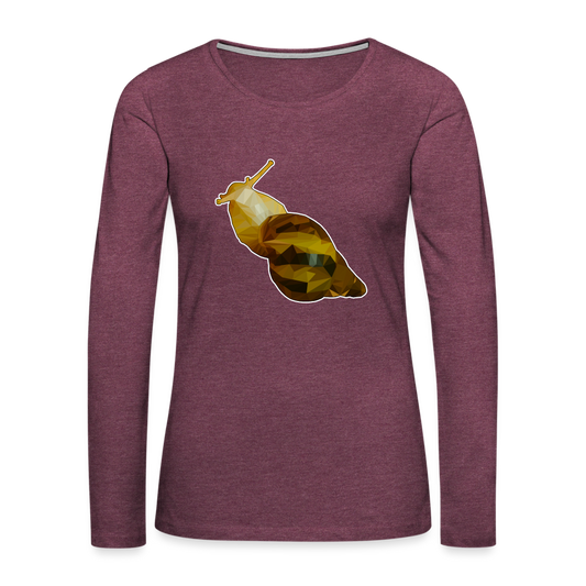 Frauen Longsleeve Achatina reticulata Low Poly - Bordeauxrot meliert