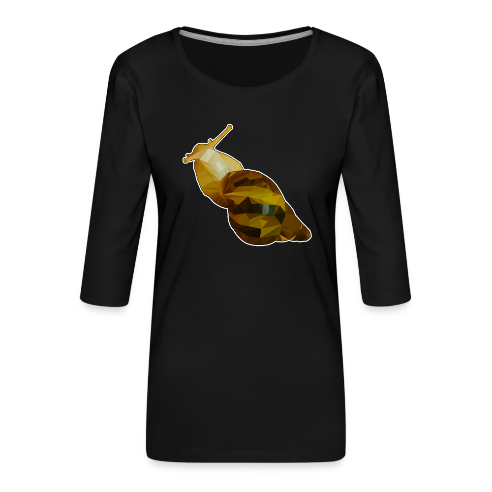Frauen 3/4-Arm Shirt Achatina reticulata Low Poly - Schwarz