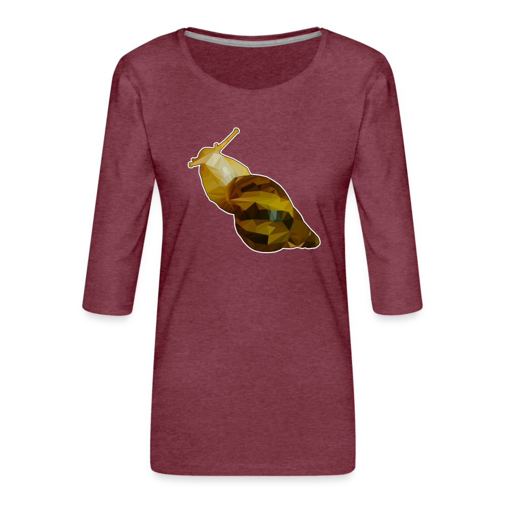 Frauen 3/4-Arm Shirt Achatina reticulata Low Poly - Bordeauxrot meliert
