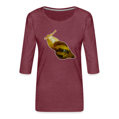 Frauen 3/4-Arm Shirt Achatina reticulata Low Poly - Bordeauxrot meliert