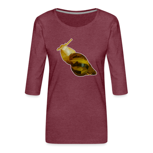 Frauen 3/4-Arm Shirt Achatina reticulata Low Poly - Bordeauxrot meliert