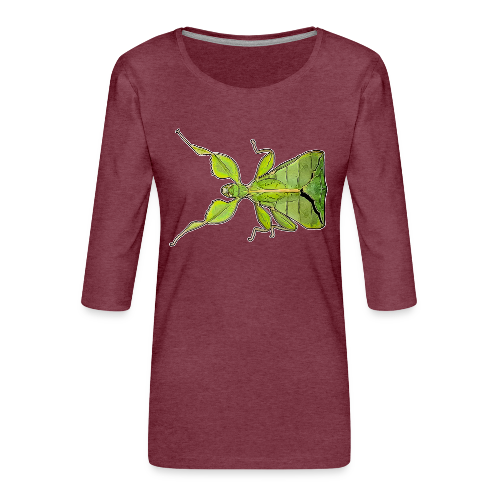 Frauen 3/4-Arm Shirt Phyllium philippinicum female - Bordeauxrot meliert