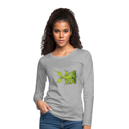 Frauen Longsleeve Phyllium philippinicum female - Grau meliert