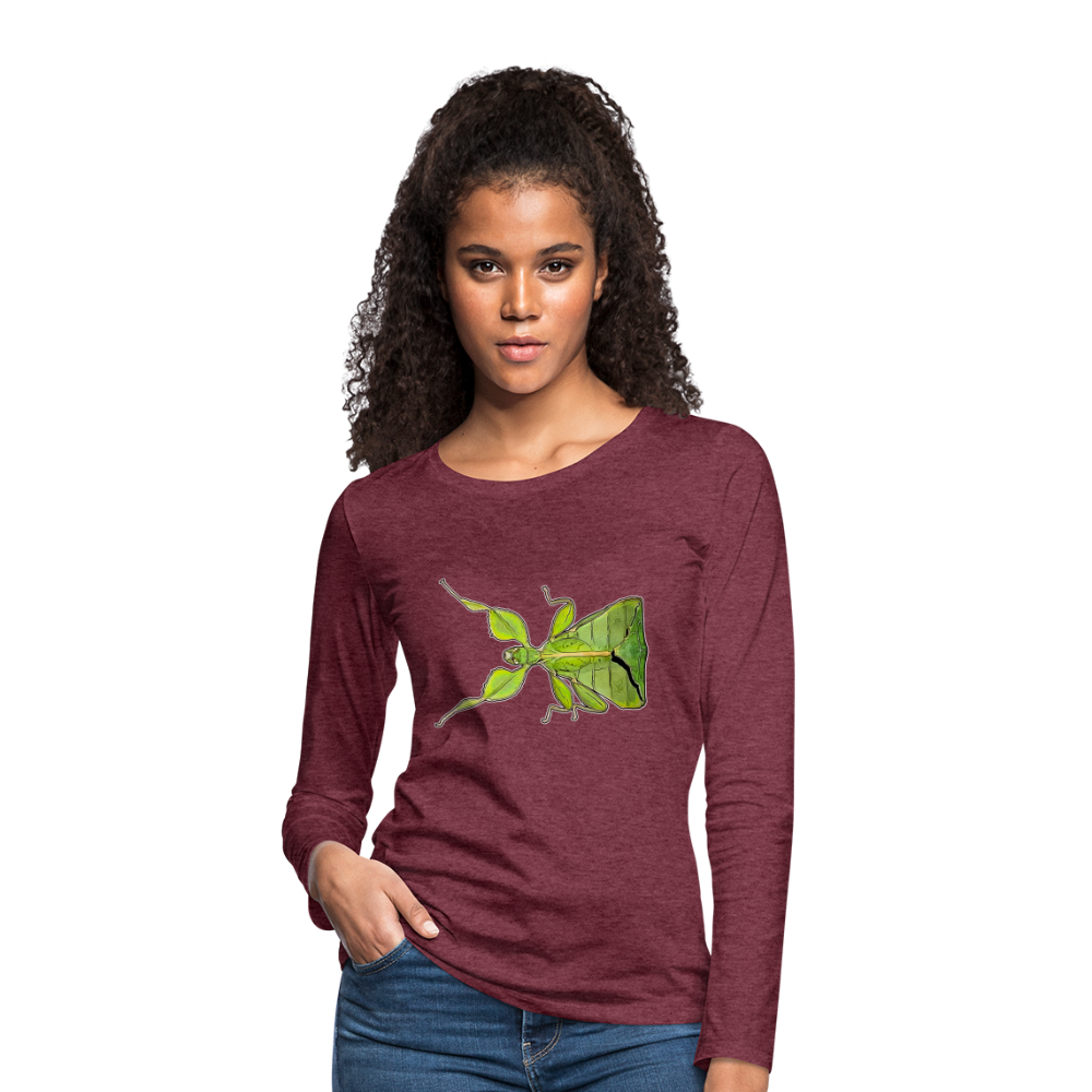 Frauen Longsleeve Phyllium philippinicum female - Bordeauxrot meliert