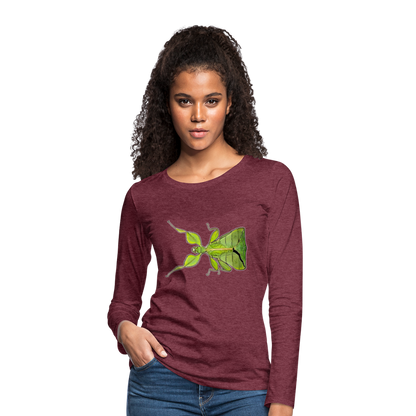 Frauen Longsleeve Phyllium philippinicum female - Bordeauxrot meliert