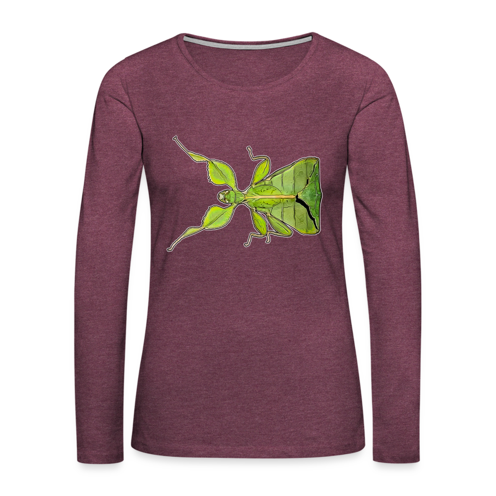 Frauen Longsleeve Phyllium philippinicum female - Bordeauxrot meliert