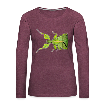 Frauen Longsleeve Phyllium philippinicum female - Bordeauxrot meliert