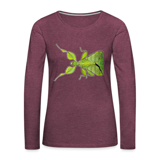 Frauen Longsleeve Phyllium philippinicum female - Bordeauxrot meliert