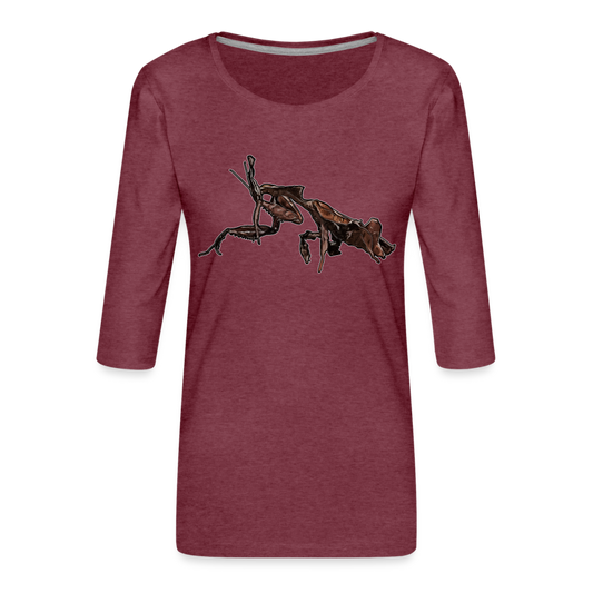 Frauen 3/4-Arm Shirt Phyllocrania paradoxa female 2 - Bordeauxrot meliert