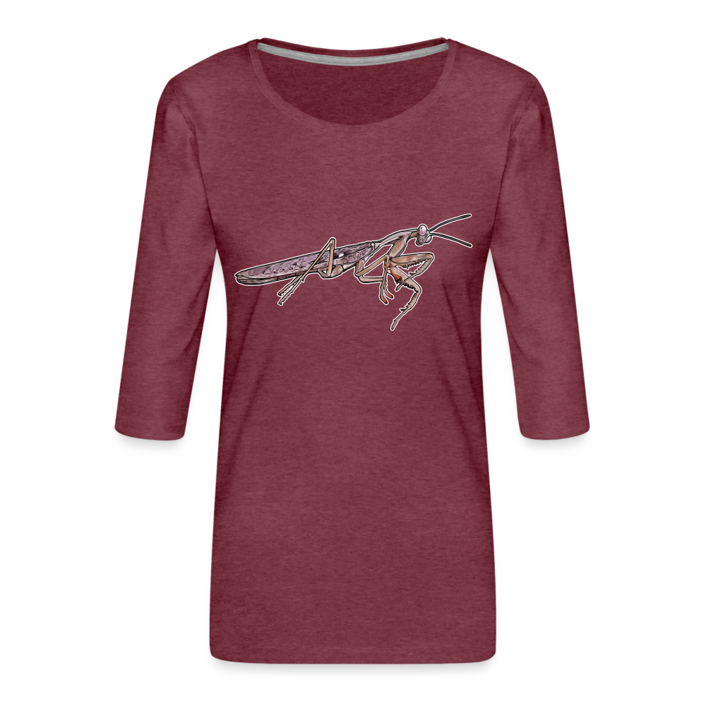 Frauen 3/4-Arm Shirt Rhombodera kirbyi male - Bordeauxrot meliert