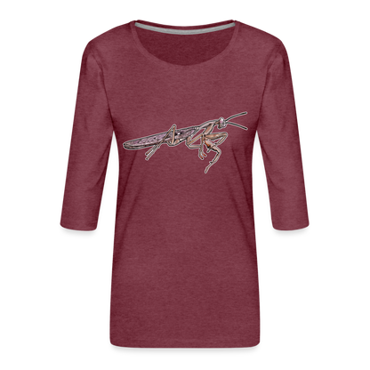 Frauen 3/4-Arm Shirt Rhombodera kirbyi male - Bordeauxrot meliert