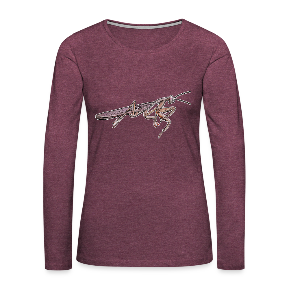 Frauen Longsleeve Rhombodera kirbyi male - Bordeauxrot meliert