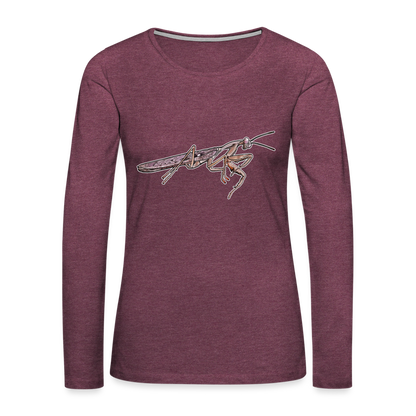 Frauen Longsleeve Rhombodera kirbyi male - Bordeauxrot meliert