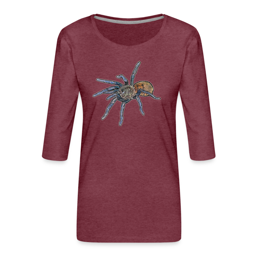 Frauen 3/4-Arm Shirt Chromatopelma cyaneopubescens - Bordeauxrot meliert