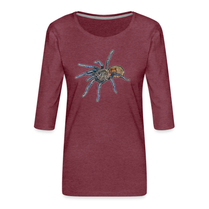 Frauen 3/4-Arm Shirt Chromatopelma cyaneopubescens - Bordeauxrot meliert