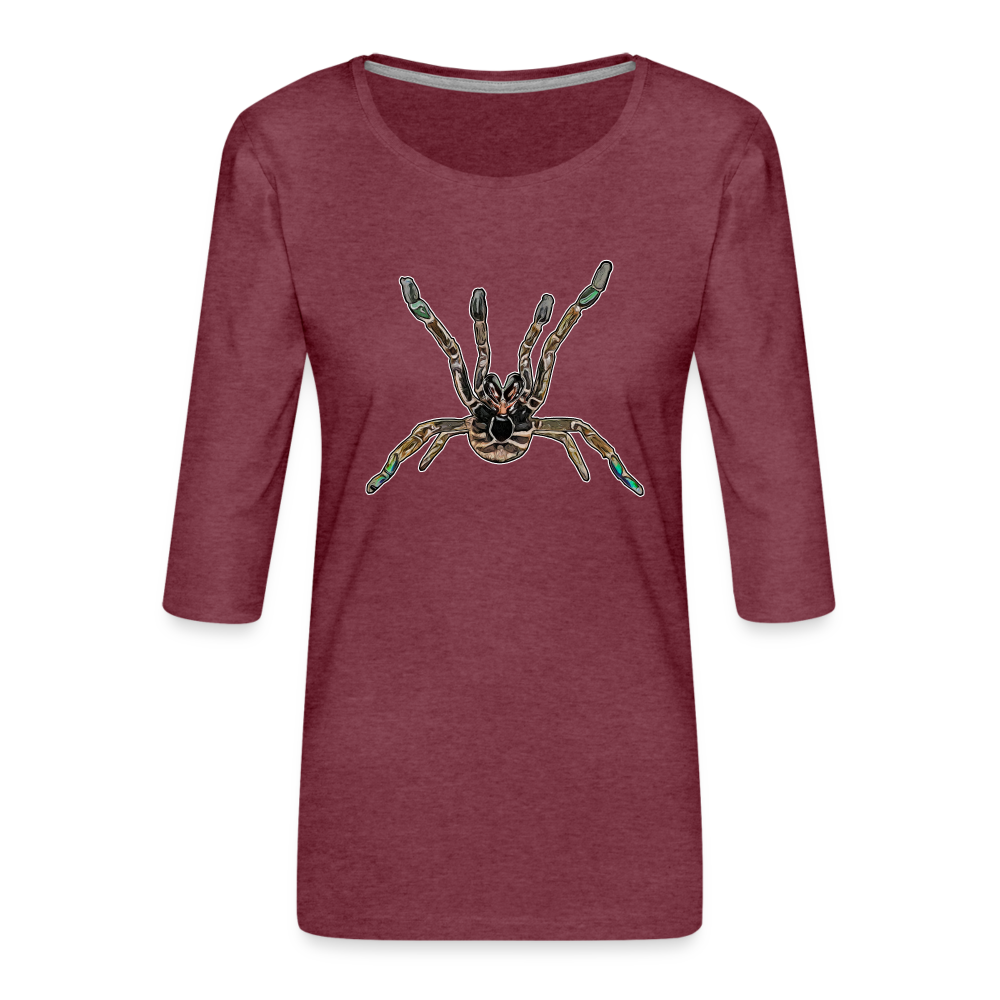 Frauen 3/4-Arm Shirt Pterinochilus murinus tcf - Bordeauxrot meliert