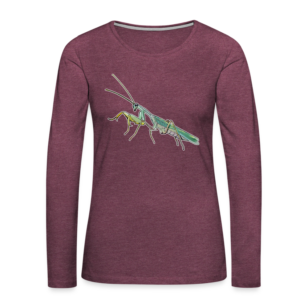 Frauen Longsleeve Sphodromantis lineola male - Bordeauxrot meliert