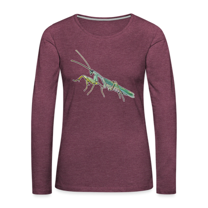 Frauen Longsleeve Sphodromantis lineola male - Bordeauxrot meliert