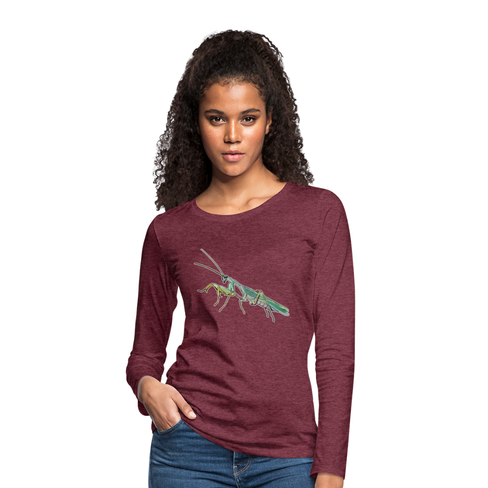 Frauen Longsleeve Sphodromantis lineola male - Bordeauxrot meliert
