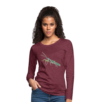 Frauen Longsleeve Sphodromantis lineola male - Bordeauxrot meliert