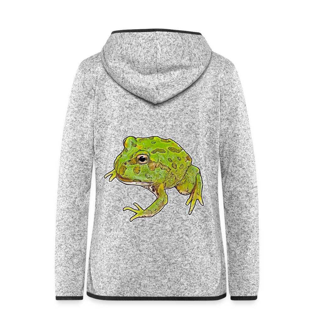 Frauen Kapuzen-Fleecejacke Ceratophrys cranwelli Peppermint Blue - Hellgrau meliert