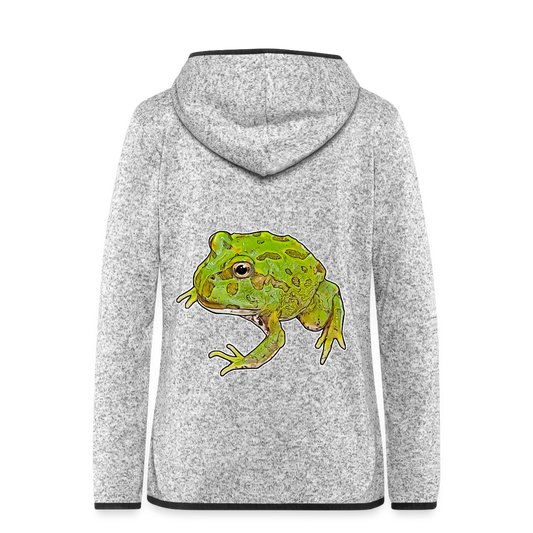 Frauen Kapuzen-Fleecejacke Ceratophrys cranwelli Peppermint Blue - Hellgrau meliert