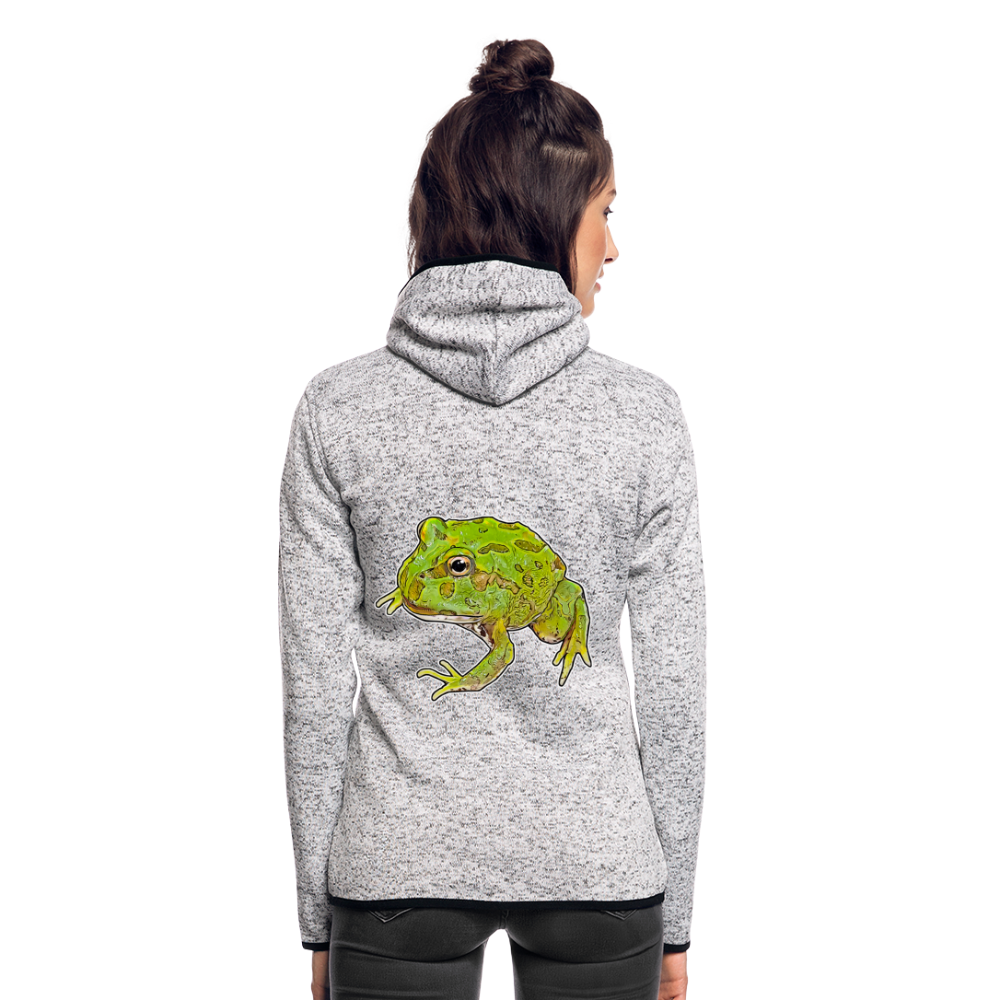 Frauen Kapuzen-Fleecejacke Ceratophrys cranwelli Peppermint Blue - Hellgrau meliert