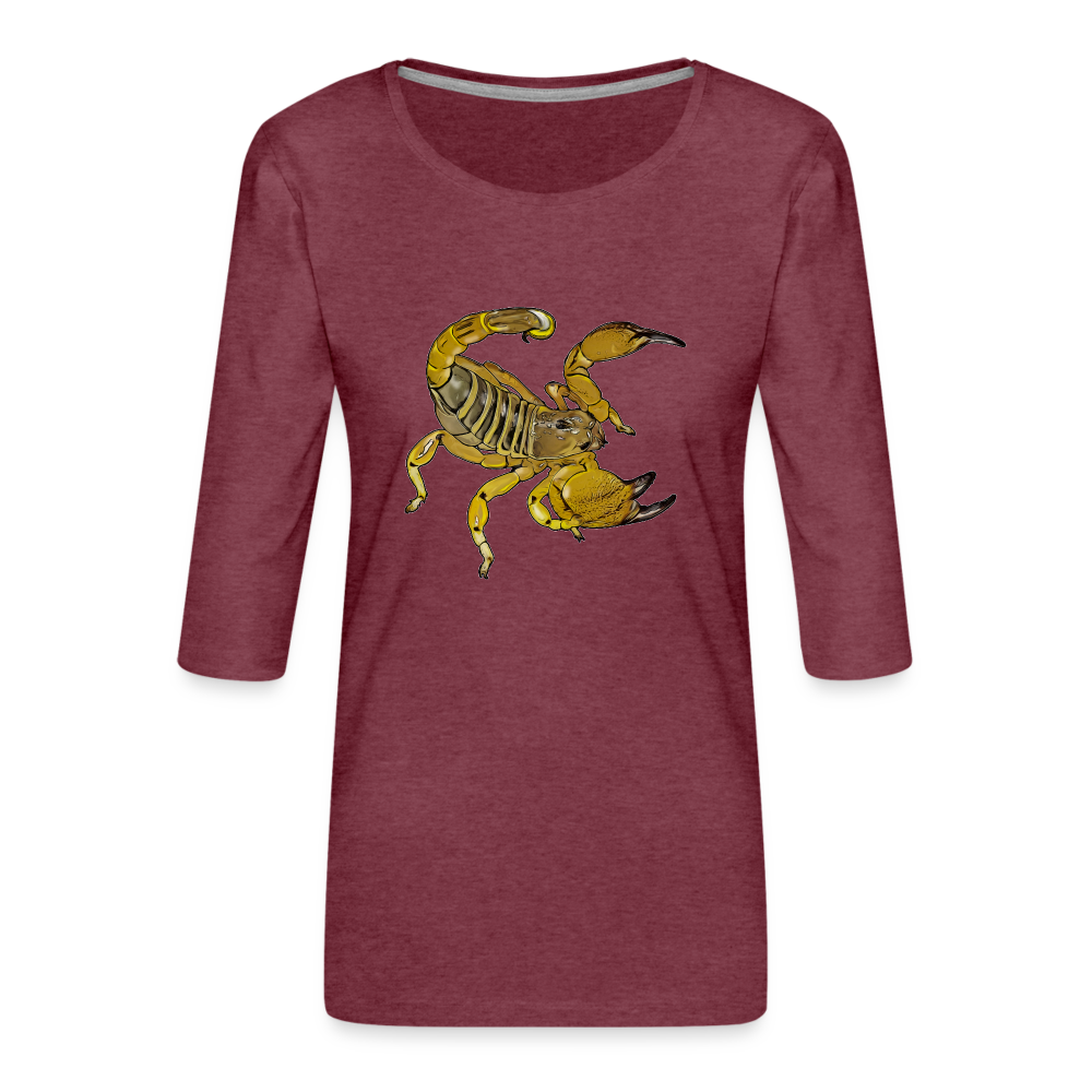 Frauen 3/4-Arm Shirt Scorpio maurus palmatus - Bordeauxrot meliert