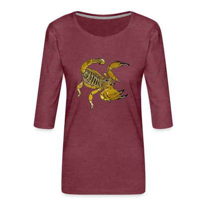 Frauen 3/4-Arm Shirt Scorpio maurus palmatus - Bordeauxrot meliert