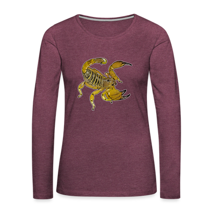 Frauen Longsleeve Scorpio maurus palmatus - Bordeauxrot meliert