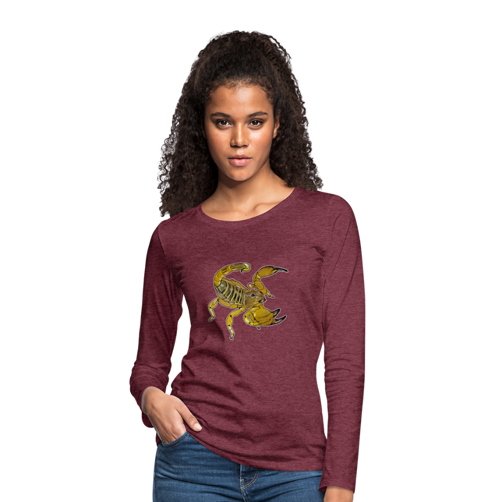 Frauen Longsleeve Scorpio maurus palmatus - Bordeauxrot meliert