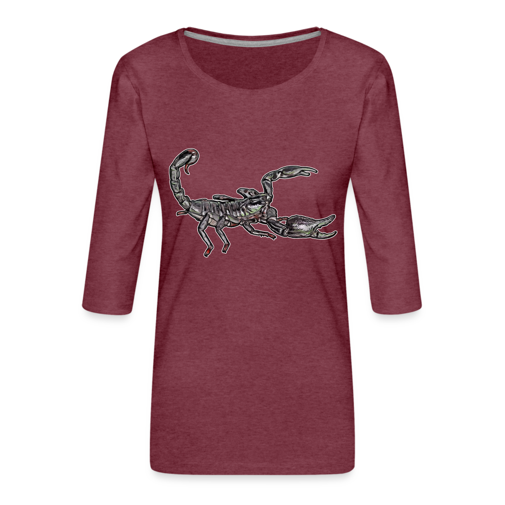 Frauen 3/4-Arm Shirt Heterometrus silenus - Bordeauxrot meliert